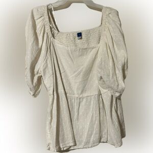 Old Navy Beige Bubble Sleeve Women’s Blouse-2X
